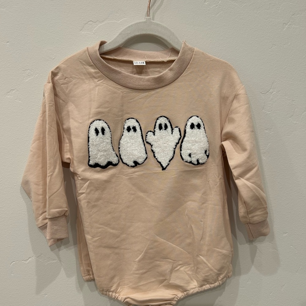 Source Unknown Kids Tan Ghost Onesie